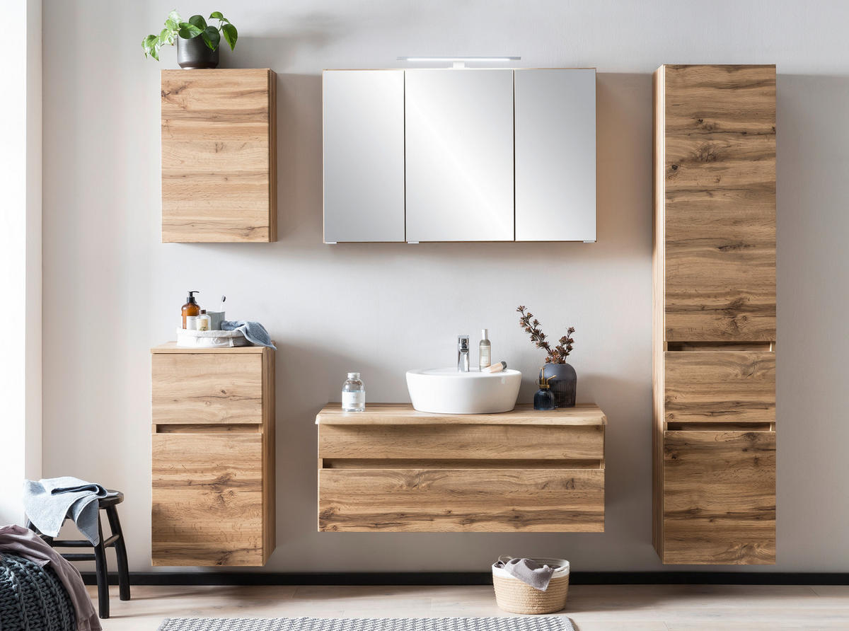 HOCHSCHRANK 40/180/35 cm  - Eiche Wotan/Silberfarben, Natur, Holzwerkstoff/Kunststoff (40/180/35cm) - Xora