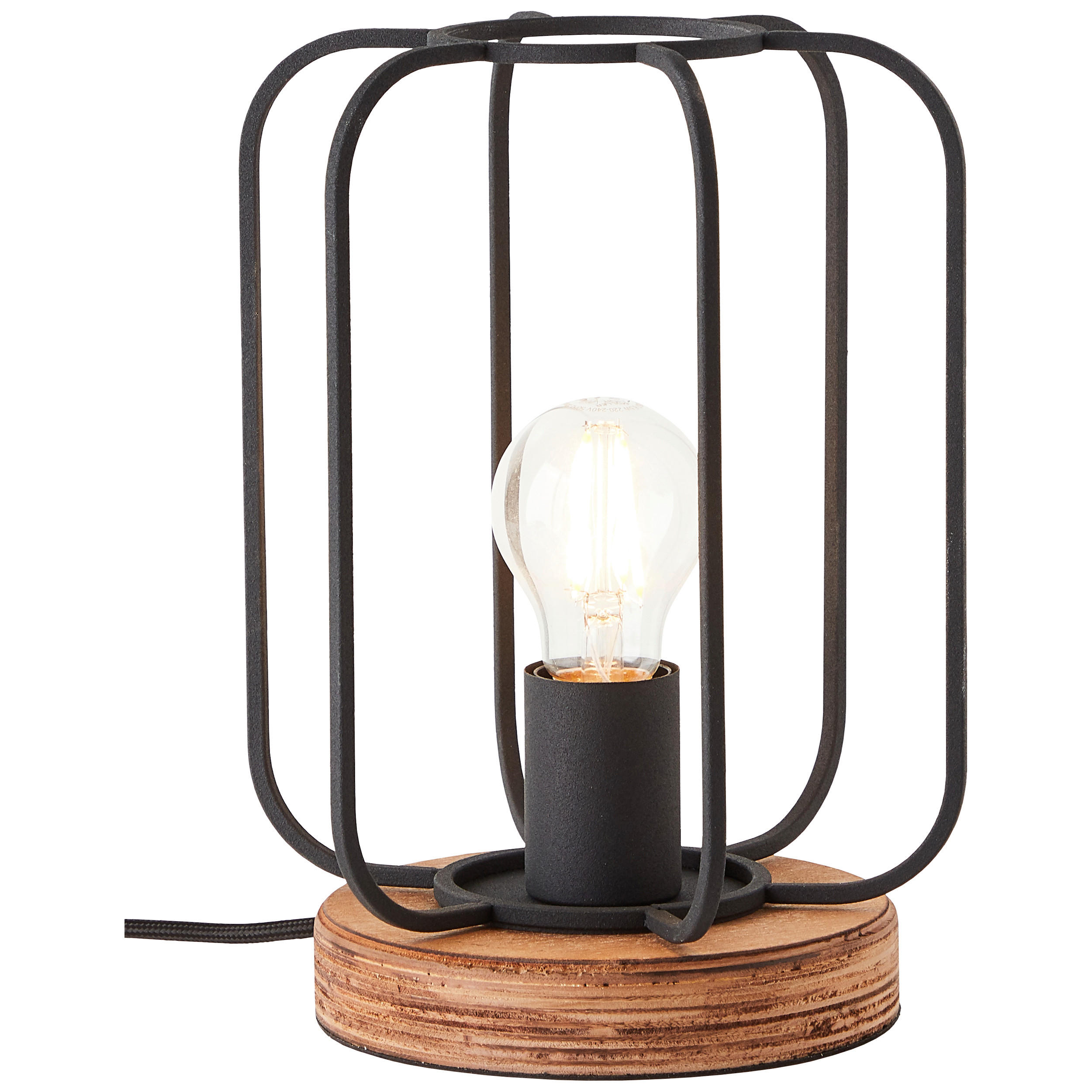 TISCHLEUCHTE Tosh 20/27 cm   - Schwarz/Braun, LIFESTYLE, Holz/Metall (20/27cm) - Brilliant