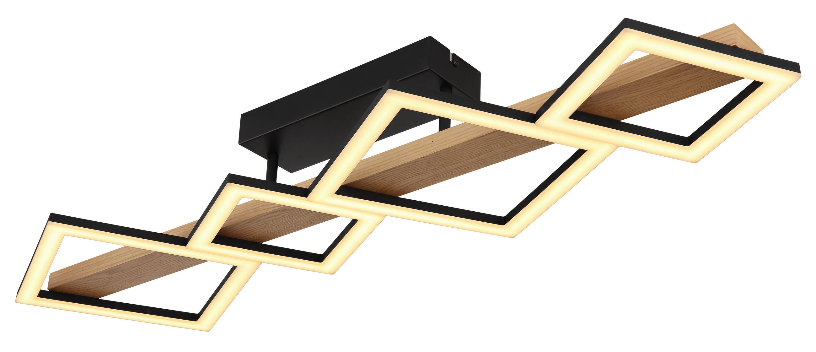 LED-DECKENLEUCHTE 35 W    92/30/13 cm  - Dunkelbraun/Opal, Natur, Holzwerkstoff/Kunststoff (92/30/13cm) - Globo