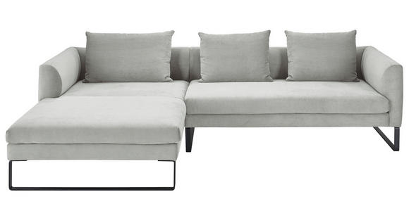 ECKSOFA  in Feincord Hellgrau  178/284 cm  - Hellgrau/Schwarz, KONVENTIONELL, Textil/Metall (178/284cm) - Hom`in