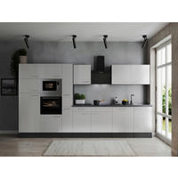 KÜCHENBLOCK 370 cm   in Grau, Weiß  - Silberfarben/Weiß, Design, Holzwerkstoff/Metall (370cm) - Respekta