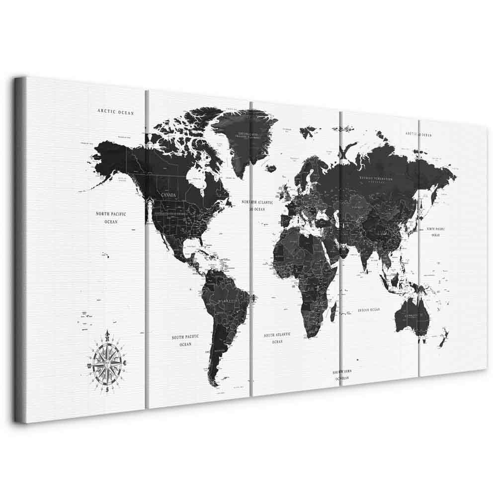 artgeist MALBA NA PLÁTNĚ, text, mapa světa, 100/40/1,2 cm