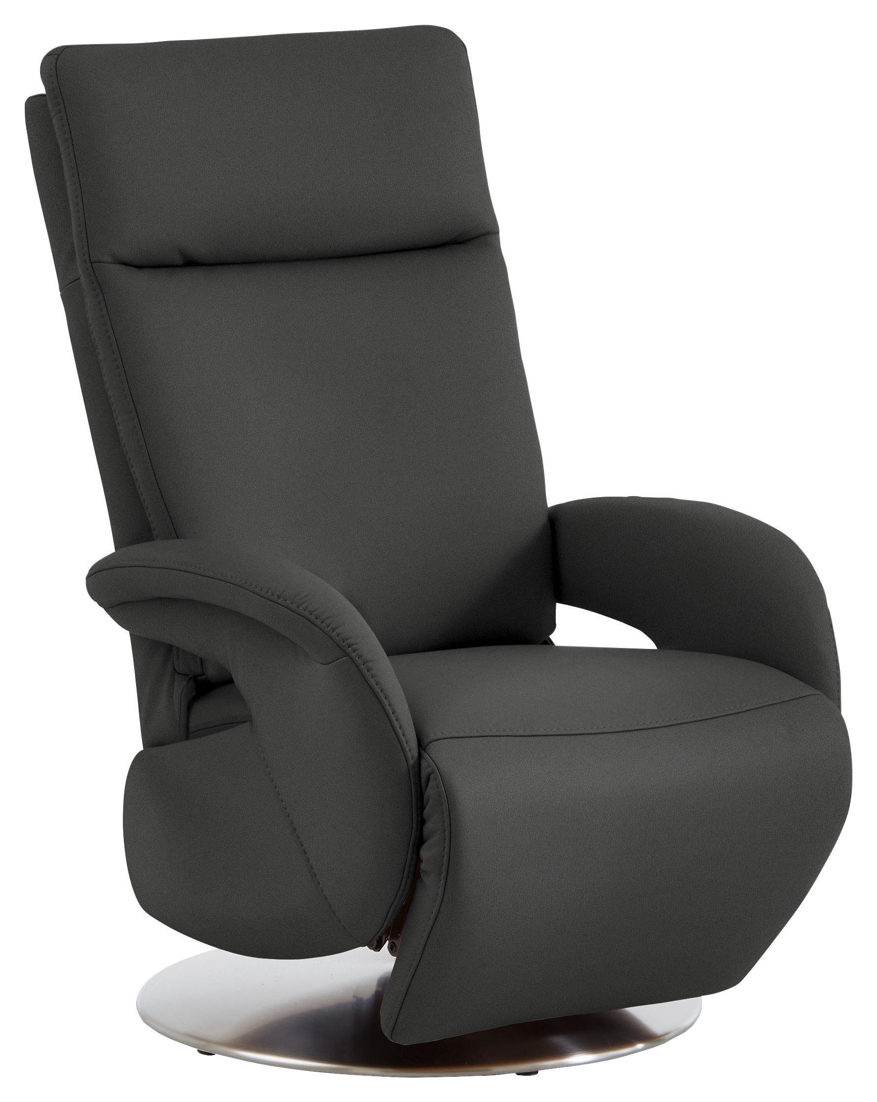 RELAXSESSEL in Leder Anthrazit  - Edelstahlfarben/Anthrazit, Design, Leder/Metall (70/108/80cm) - Cantus