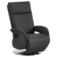 RELAXSESSEL in Leder Anthrazit  - Edelstahlfarben/Anthrazit, Design, Leder/Metall (70/108/80cm) - Cantus