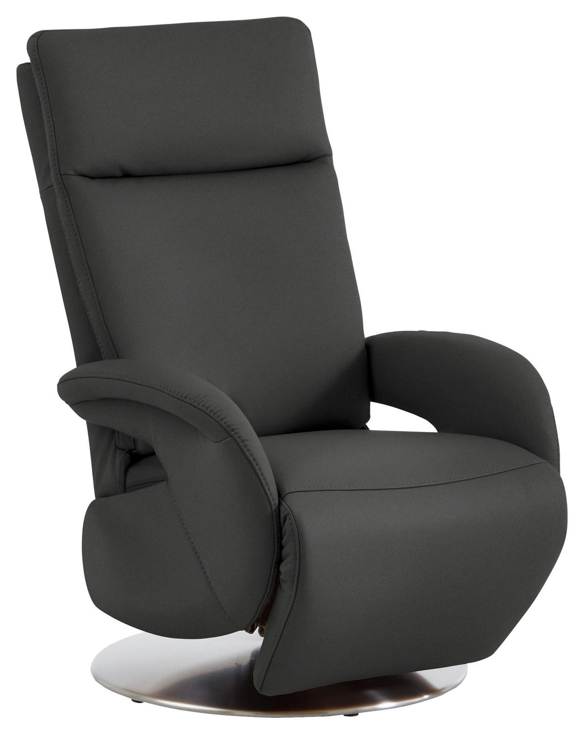 RELAXSESSEL in Leder Anthrazit  - Edelstahlfarben/Anthrazit, Design, Leder/Metall (70/108/80cm) - Cantus