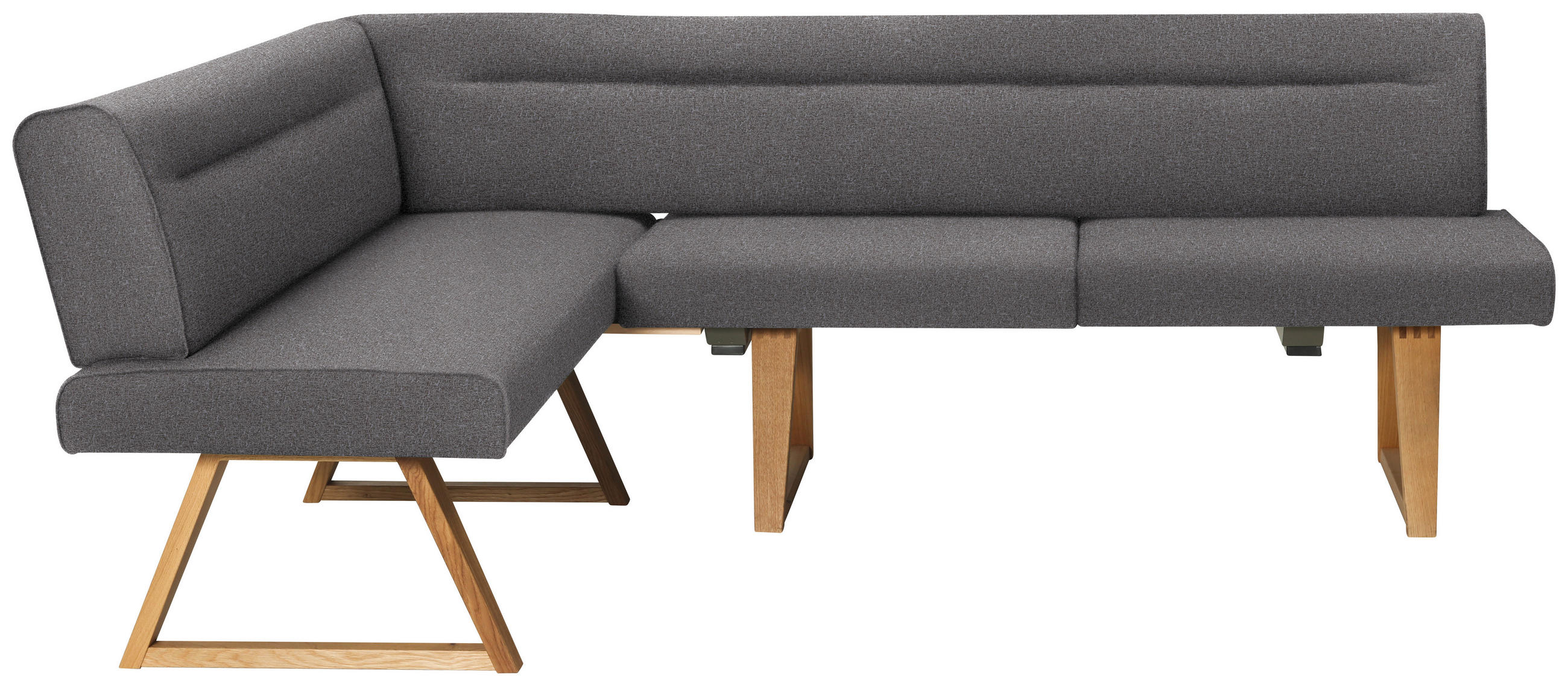 ECKBANK 170/230 cm Samt Grau, Eichefarben Wildeiche massiv   - Eichefarben/Grau, KONVENTIONELL, Holz/Textil (170/230cm) - Moderano