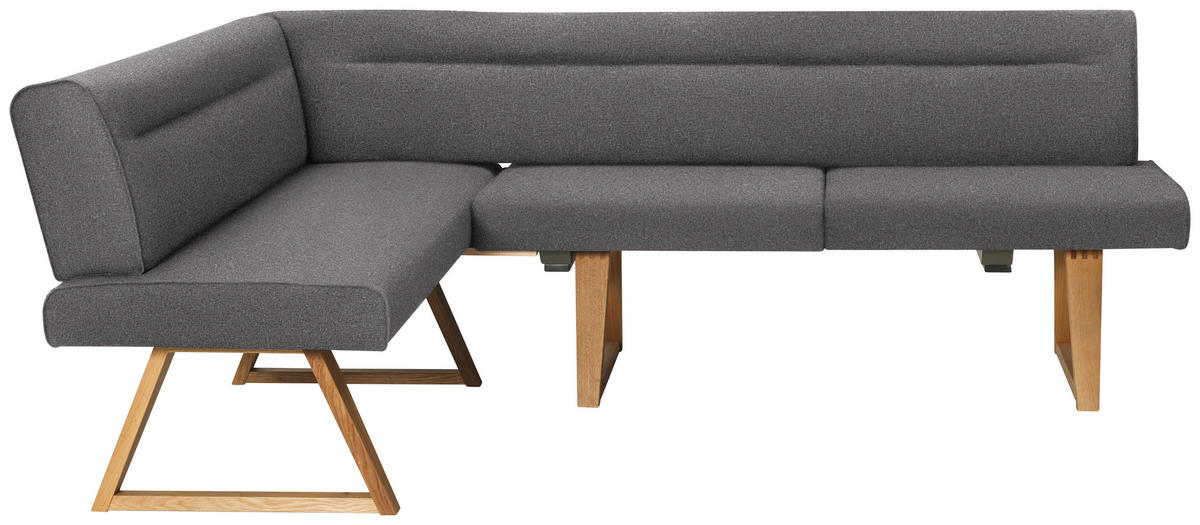 ECKBANK Holz, Textil Grau, Eichefarben  - Eichefarben/Grau, Konventionell, Holz/Textil (170/230cm) - Moderano