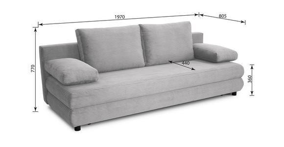 SCHLAFSOFA Taras  mit Stoffauswahl Cord Grau  - Schwarz/Grau, Design, Kunststoff/Textil (197/77/81cm) - Xora