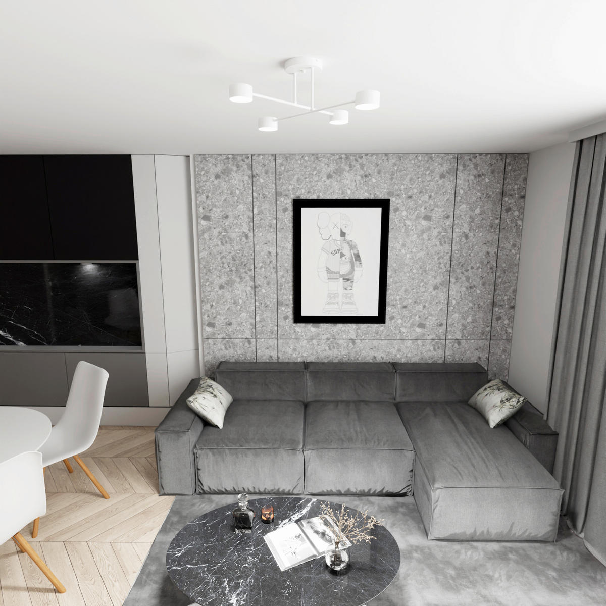 DECKENLEUCHTE 60/60/20 cm  - Schwarz, Design, Metall (60/60/20cm)