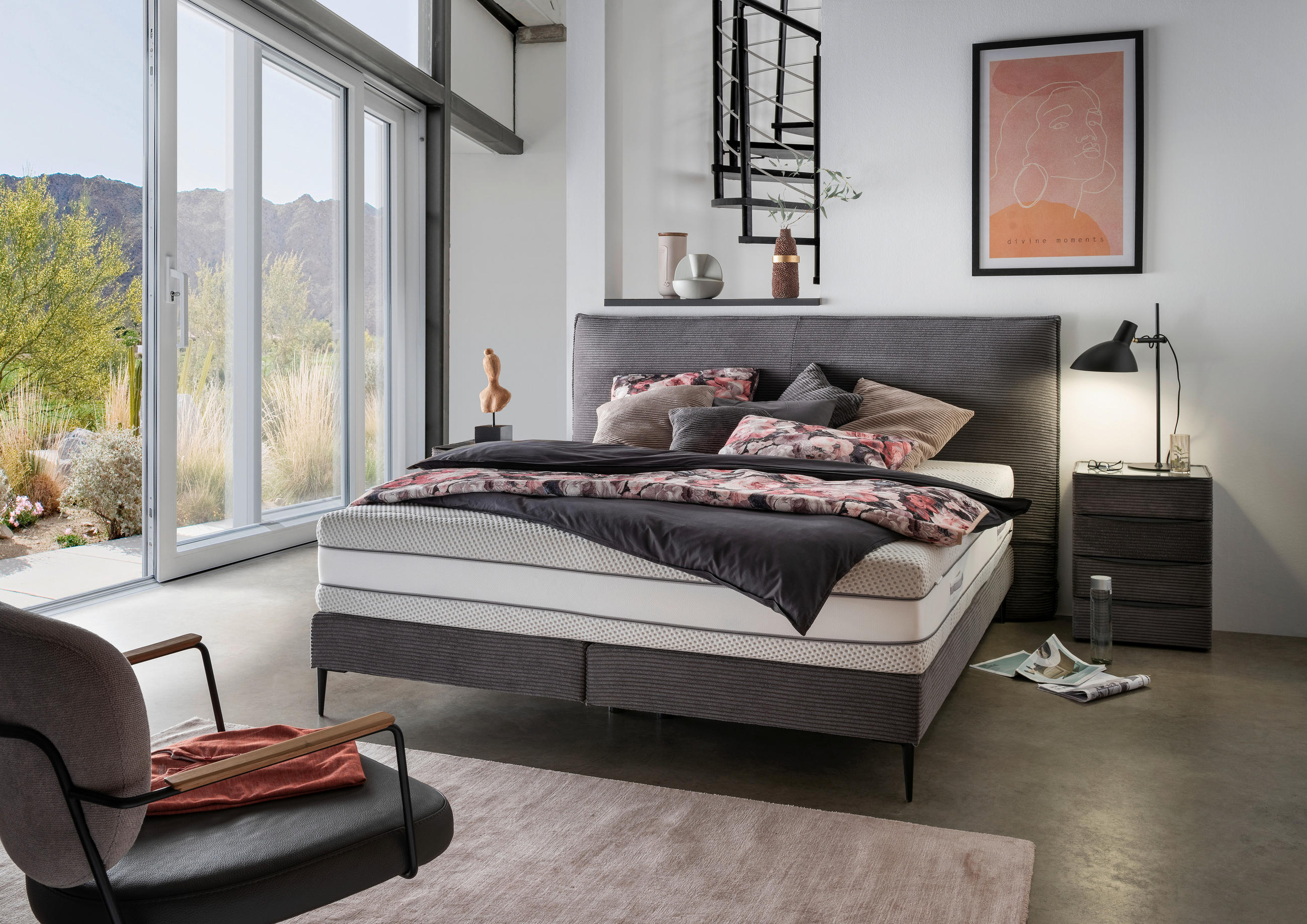 BOXSPRINGBETT 180/200 cm  in Anthrazit  - Anthrazit/Schwarz, Design, Textil/Metall (180/200cm) - Beldomo - Sleep