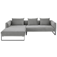 ECKSOFA in Feincord Grau  - Schwarz/Grau, Konventionell, Textil/Metall (178/284cm) - Hom`in