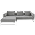 ECKSOFA  in Feincord Grau  178/284 cm  - Schwarz/Grau, KONVENTIONELL, Textil/Metall (178/284cm) - Hom`in