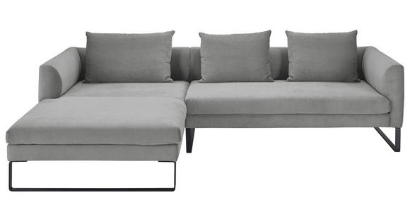 ECKSOFA  in Feincord Grau  178/284 cm  - Schwarz/Grau, KONVENTIONELL, Textil/Metall (178/284cm) - Hom`in