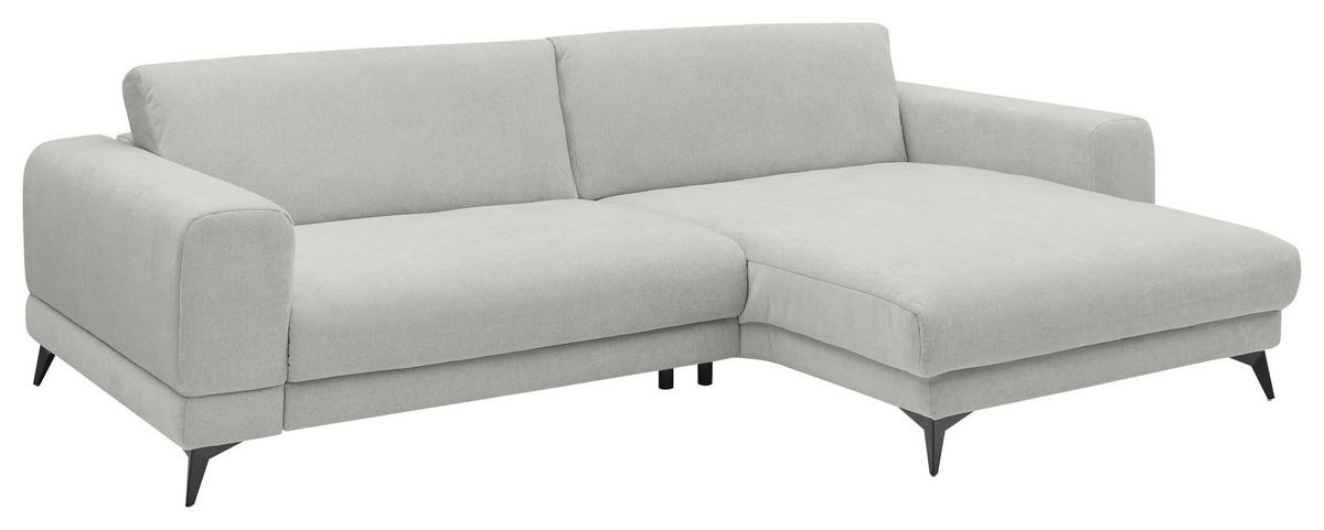 ECKSOFA Hellgrau Chenille  - Hellgrau/Schwarz, KONVENTIONELL, Textil/Metall (292/194cm) - SetOne by Musterring