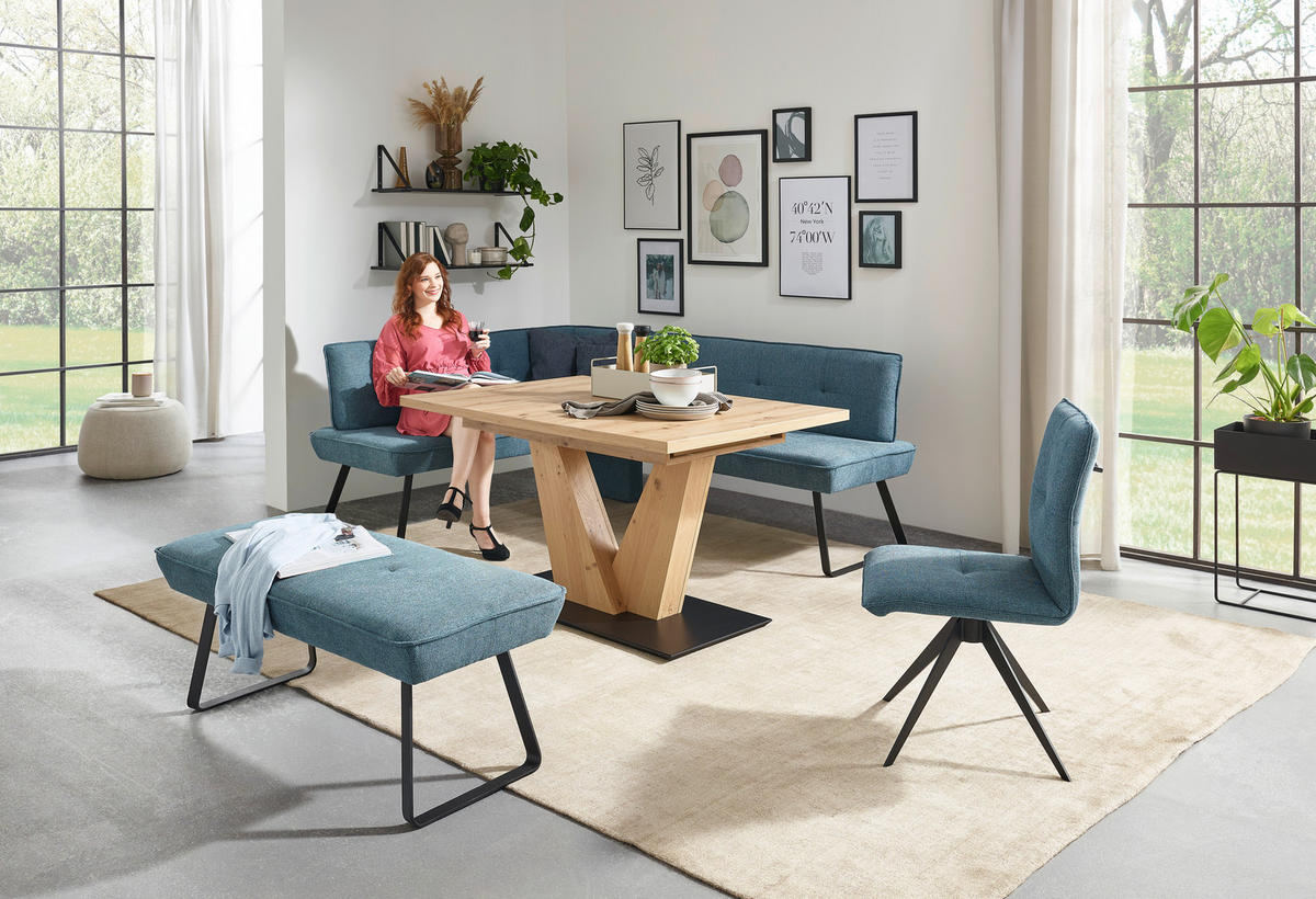 STUHL  in Stahl Flachgewebe  - Blau/Schwarz, Design, Textil/Metall (46/91/62cm) - Dieter Knoll