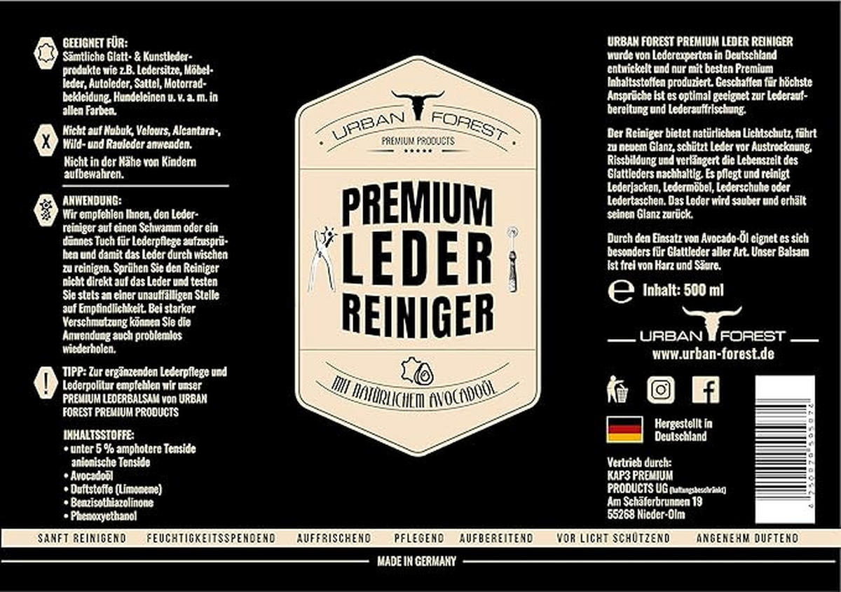 LEDERREINIGER - Basics, Kunststoff (500ml) - Urban Forest