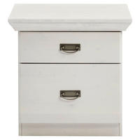 NACHTSCHRANK 58/57/48 cm Kiefer massiv  - Silberfarben/Weiß, ROMANTIK / LANDHAUS, Holz/Metall (58/57/48cm) - Boxxx