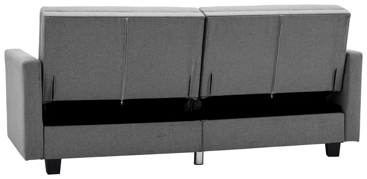 ZOFA S POSTELJNO FUNKCIJO,  siva tekstil  - črna/siva, Basics, umetna masa/tekstil (192/76/85cm) - P & B