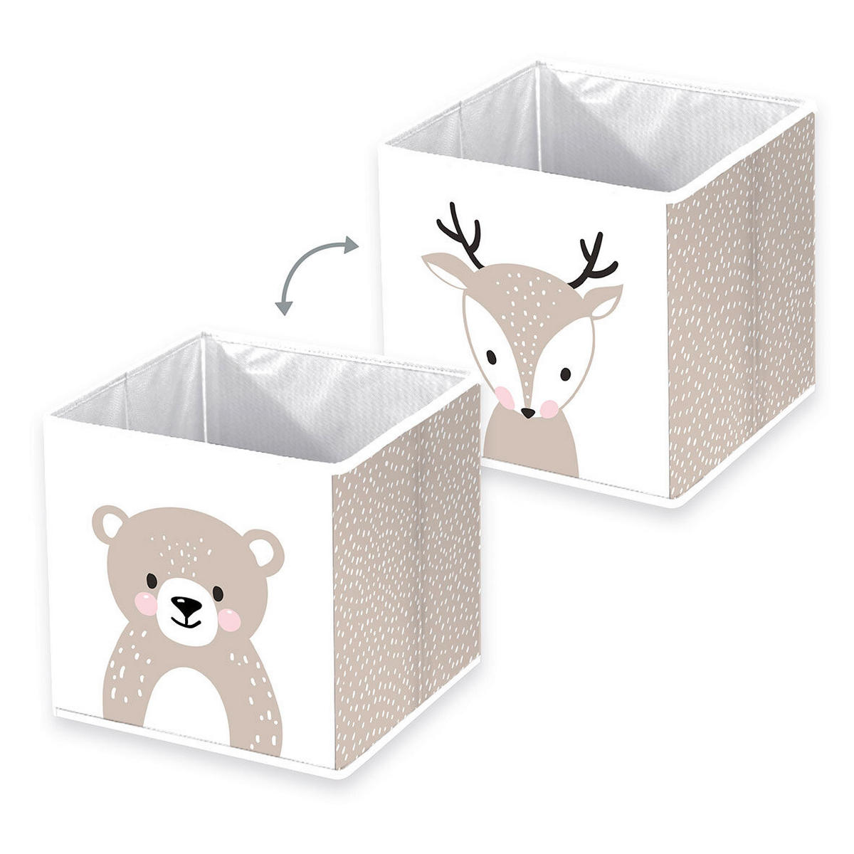 AUFBEWAHRUNGSBOX Woodland Crew  - Beigebraun/Weiß, Basics, Textil (30/30/30cm) - Herding