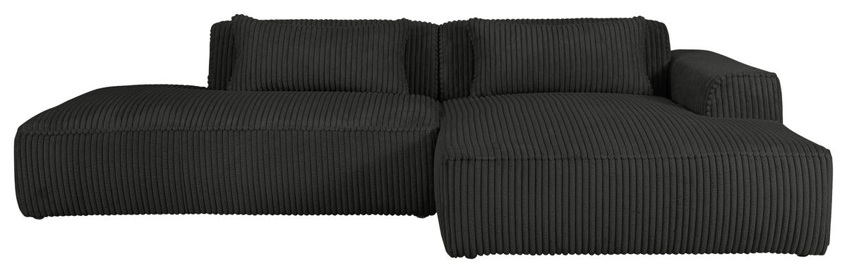 ECKSOFA BILLUND Schwarz Cord Nierenkissen  - Schwarz, KONVENTIONELL, Kunststoff/Textil (294/165cm) - Livetastic