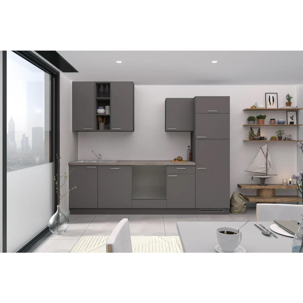 Küchenzeile Win ohne Geräte B: 280 cm Anthrazit