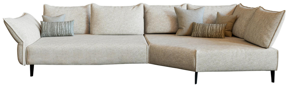 ROHOVÁ SEDACIA SÚPRAVA, textil, krémová - čierna/krémová, Modern, kov/textil (340/272cm) - Chilliano