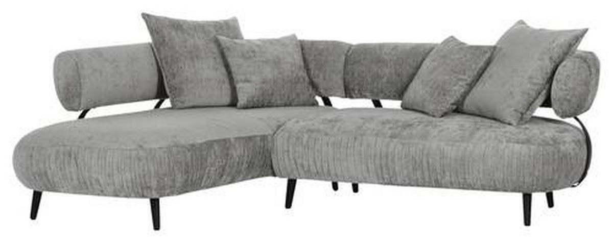 ECKSOFA in Chenille Grau  - Schwarz/Grau, Design, Holz/Textil (200/265cm) - Landscape