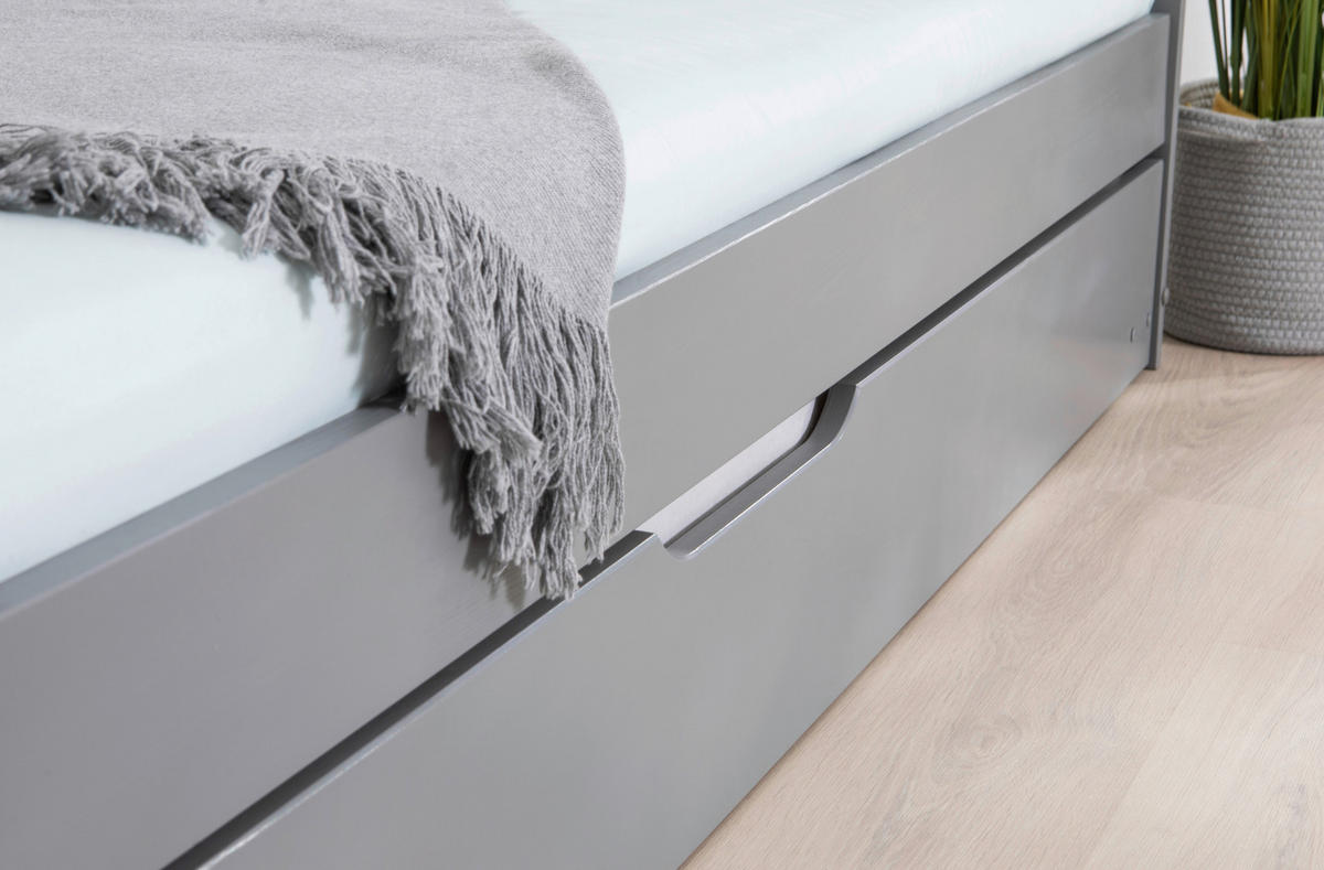 AUSZIEHBETT 90/200 cm  in Hellgrau  - Hellgrau, MODERN, Holz (90/200cm) - MID.YOU