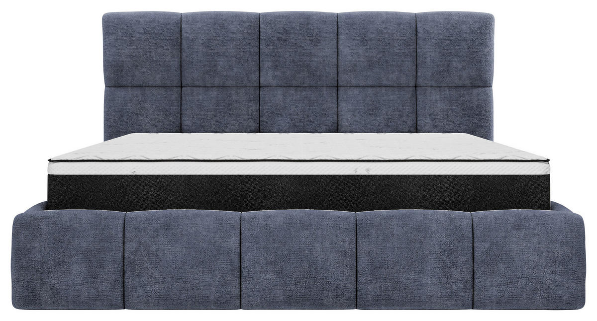 POLSTERBETT 180/200 cm,  in Blaugrau, gepolstertes Kopfteil, Lattenrost, Bettkasten,  - Blaugrau/Schwarz, MODERN, Holz/Holzwerkstoff (180/200cm) - MID.YOU