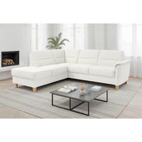 ECKSOFA PALMERA E in Echtleder Weiß  212/236 cm  - Eichefarben/Weiß, Basics, Leder/Holz (212/236cm) - Sit & More
