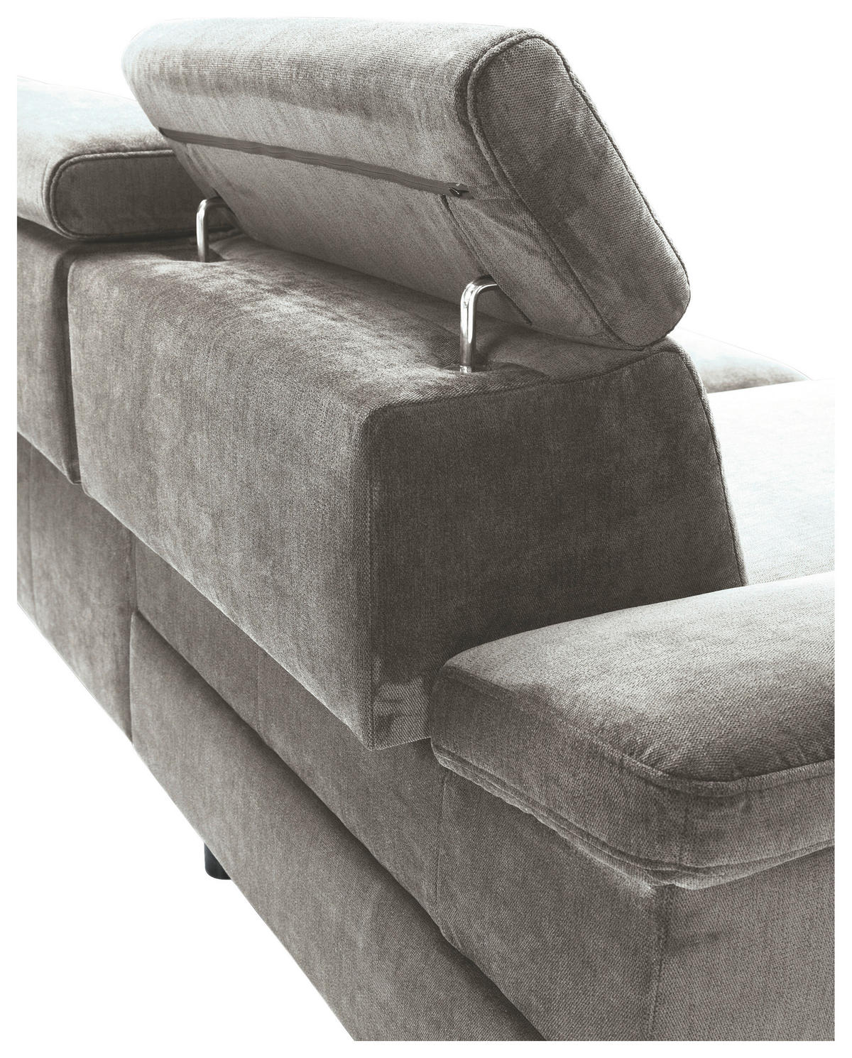 ECKSOFA in Velours Silberfarben  - Silberfarben, MODERN, Textil/Metall (182/262cm) - Trendmanufaktur
