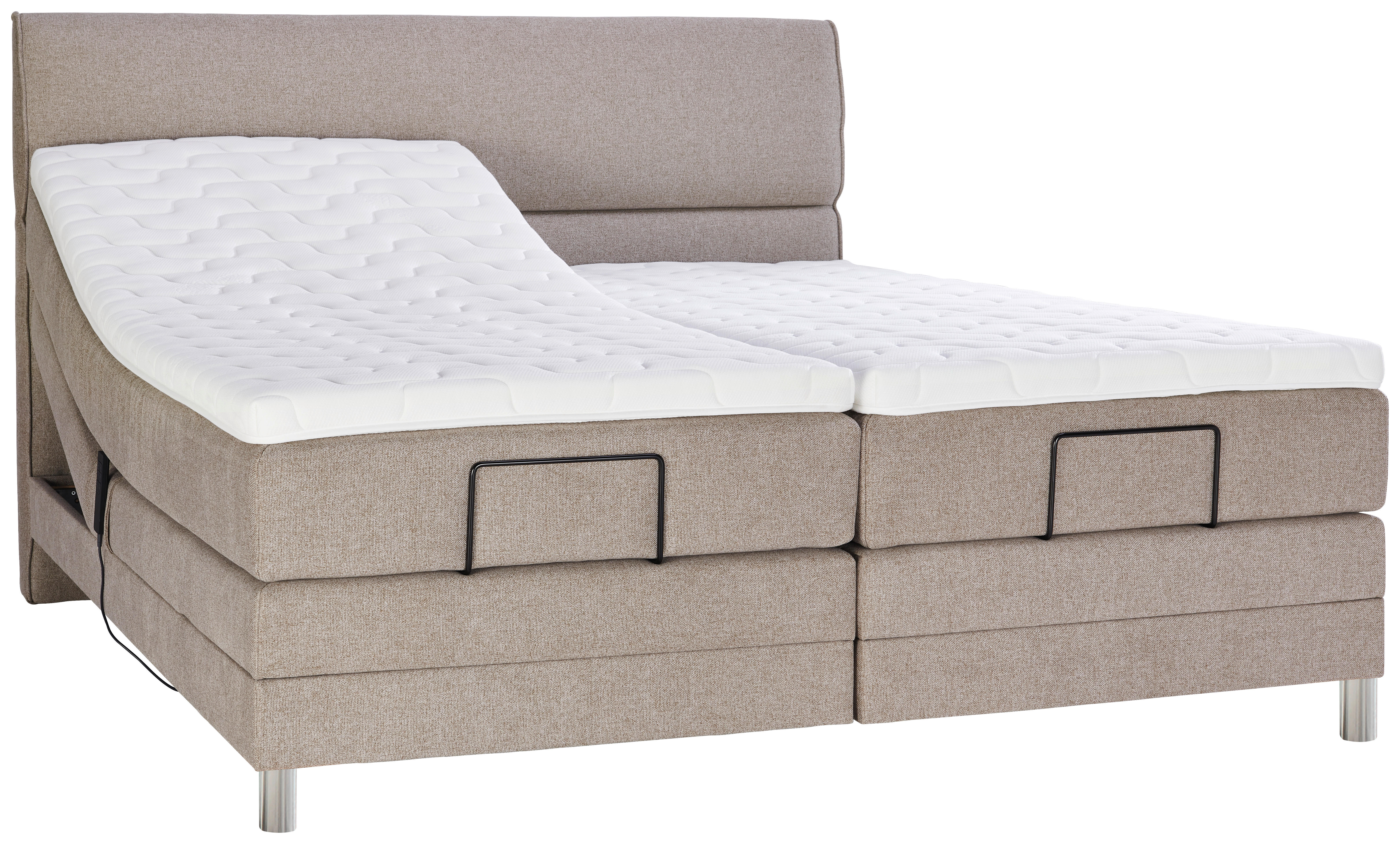 BOXSPRINGBETT 160/200 cm  in Hellbraun  - Chromfarben/Hellbraun, Konventionell, Kunststoff/Textil (160/200cm) - Voleo