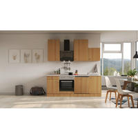 KÜCHENBLOCK 220 cm   in Buchefarben  - Edelstahlfarben/Beige, MODERN, Holzwerkstoff/Kunststoff (220cm) - FlexWell