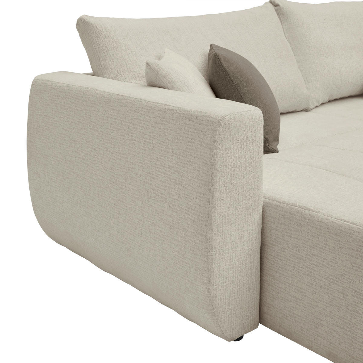 SCHLAFSOFA in Chenille, Jacquard Cappuccino  - Taupe/Schwarz, Kunststoff/Textil (245/74-90/104cm) - MID.YOU