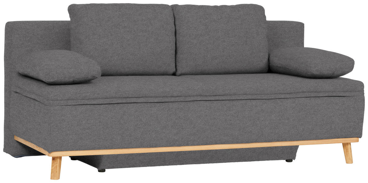SCHLAFSOFA in Webstoff Dunkelgrau  - Dunkelgrau/Naturfarben, Konventionell, Holz/Textil (203/95/96cm) - Venda