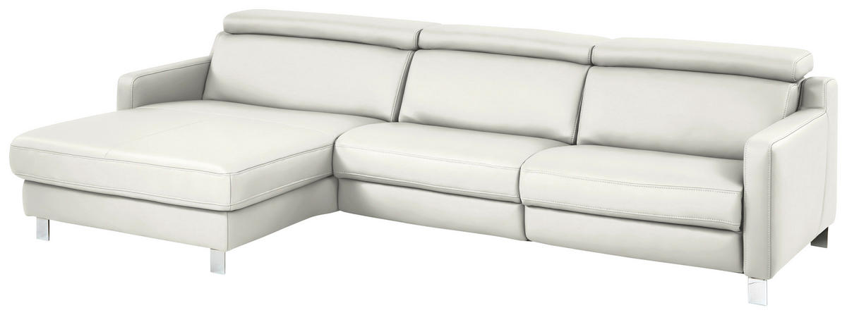 ECKSOFA Echtleder Creme  - Chromfarben/Creme, Design, Leder/Metall (176/291cm) - Valdera