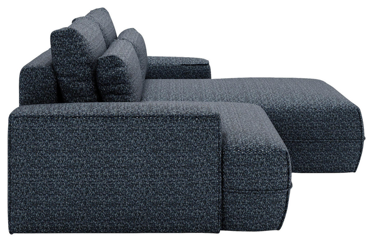 ECKSOFA in Struktur Blau  - Blau/Schwarz, Design, Kunststoff/Textil (272/156cm) - Livetastic