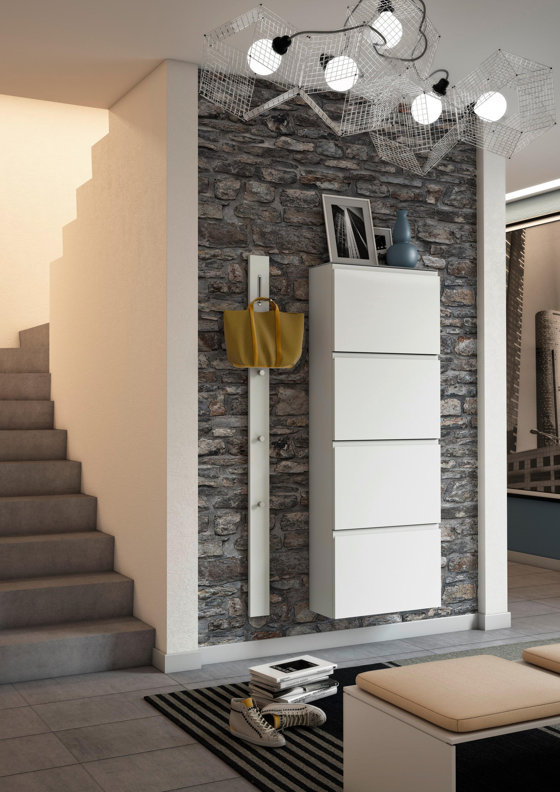 GARDEROBE 2-teilig 90/185/33 cm  - Weiss, Design, Glas/Holzwerkstoff (90/185/33cm) - Moderano