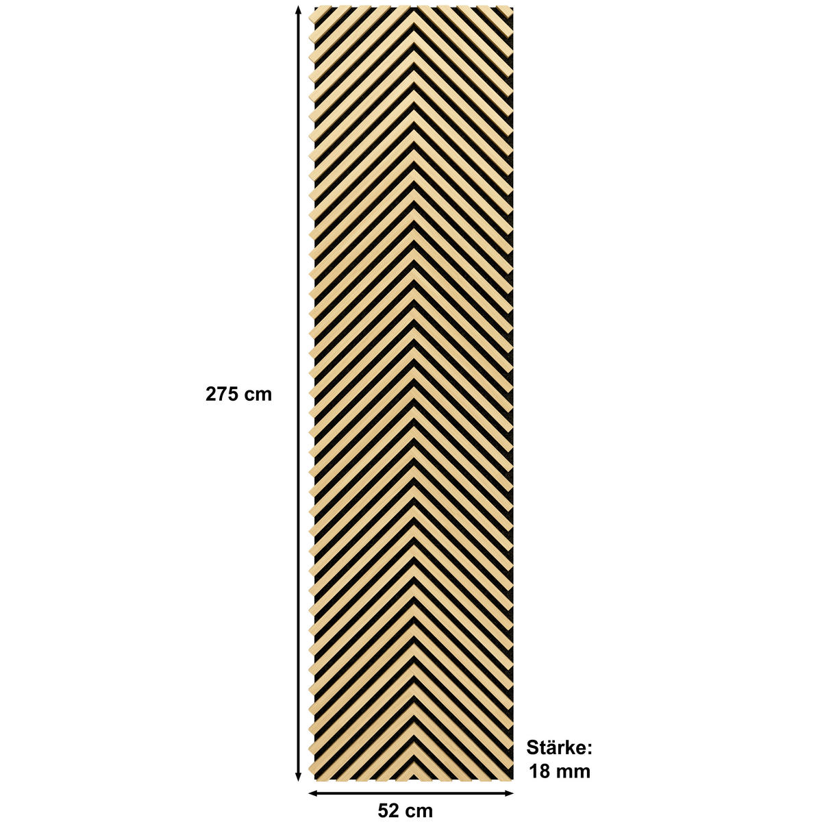 AKUSTIKPANEEL teilmassiv Sonido Herringbone  - Hellbraun/Eichefarben, Basics, Holzwerkstoff/Kunststoff (275/52/1.8cm) - Novel