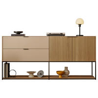 SIDEBOARD Eiche Bianco, Naturfarben  203,8/94,4/47,5 cm  - Eiche Bianco/Schwarz, Natur, Glas/Holz (203,8/94,4/47,5cm) - Walden