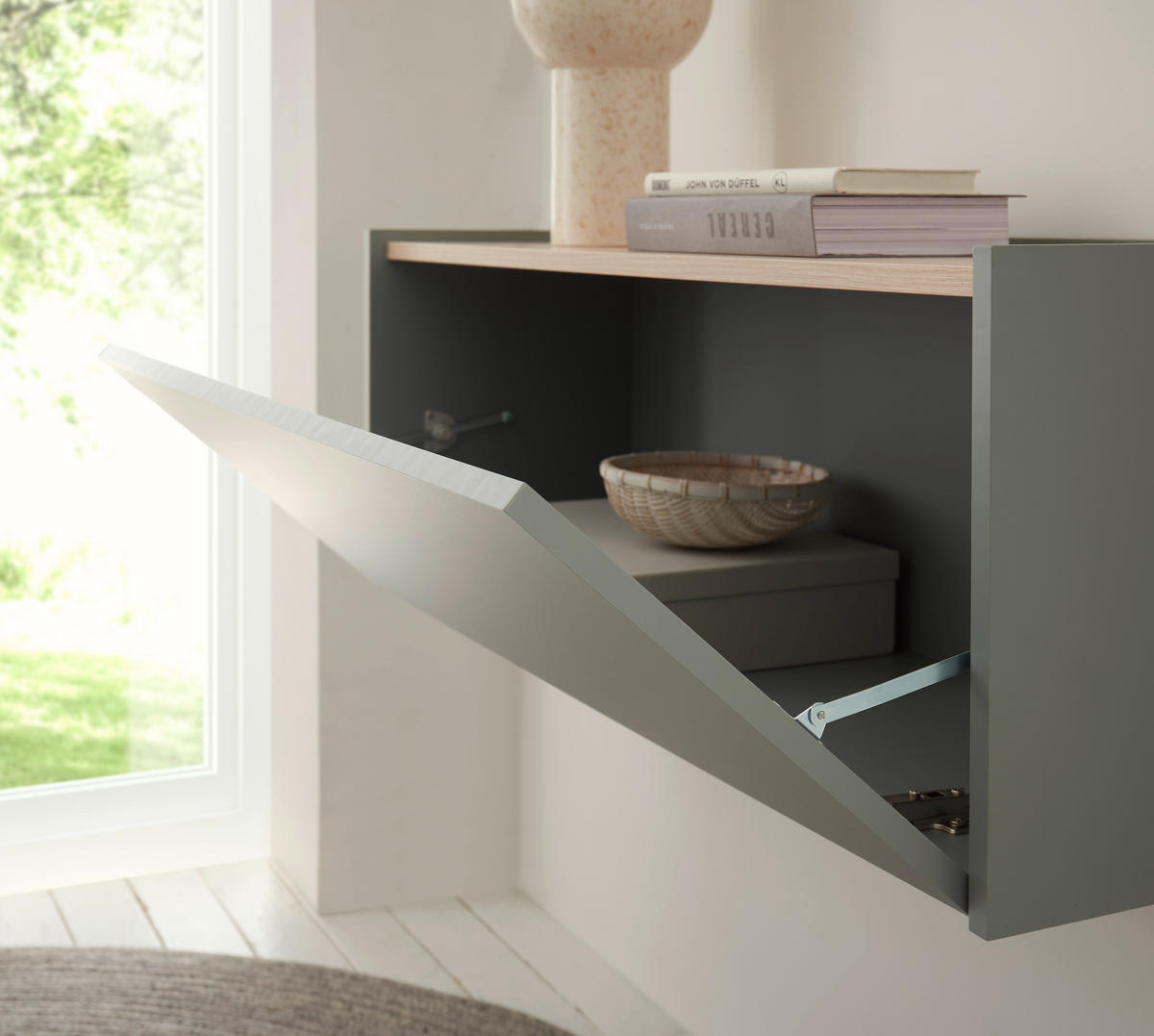 SCHUHSCHRANK Eichefarben, Salbeigrün  - Eichefarben/Salbeigrün, Design, Holzwerkstoff (100/35/30cm) - Modante