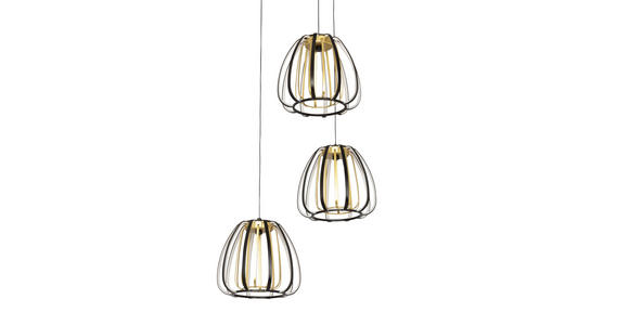 LED-HÄNGELEUCHTE 49/23/150 cm  - Goldfarben/Schwarz, Design, Kunststoff/Metall (49/23/150cm) - Novel