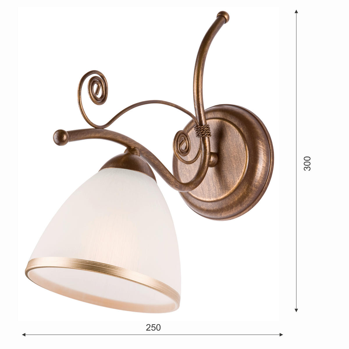 WANDLEUCHTE RETRO 30/25/30 cm  - Hellbraun, KONVENTIONELL, Glas/Metall (30/25/30cm)