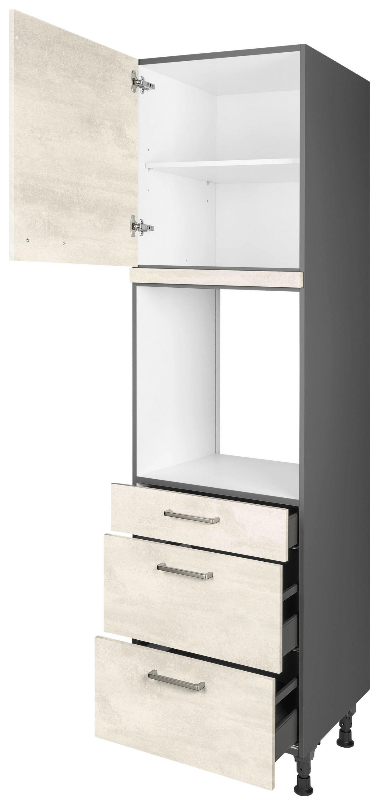 GERÄTEUMBAUSCHRANK 60/216,6/58 cm  in Weiß  - Schieferfarben/Edelstahlfarben, MODERN, Holzwerkstoff/Metall (60/216,6/58cm) - Nobilia