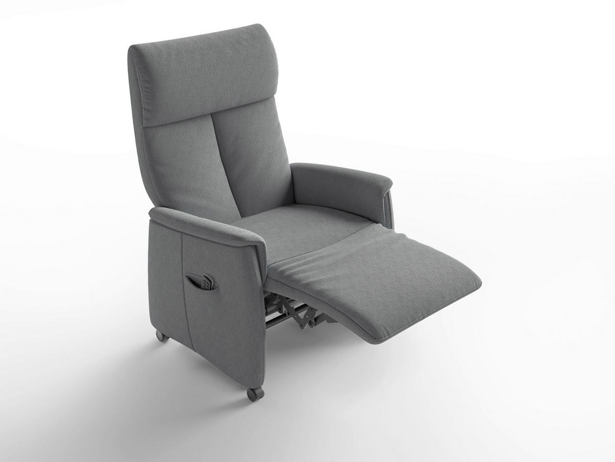 RELAXSESSEL TV CREMONA COMFORT E S1 Flachgewebe Kopfteilverstellung, Fußteilverstellung, Rücken echt    - Schwarz/Grau, Basics, Kunststoff/Textil (76/110/84cm) - Sit & More