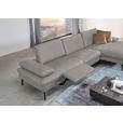 ECKSOFA in Echtleder Hellgrau  - Hellgrau/Schwarz, Design, Leder/Metall (325/157cm) - Dieter Knoll