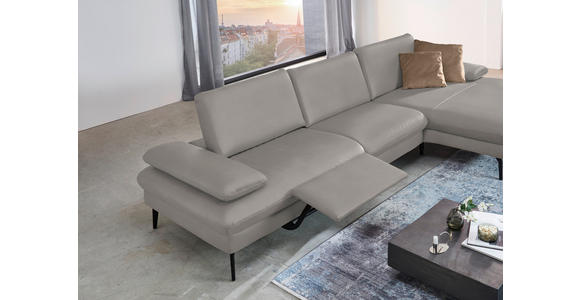 ECKSOFA in Echtleder Hellgrau 325/157 cm - Hellgrau/Schwarz, Design, Leder/Metall (325/157cm) - Dieter Knoll