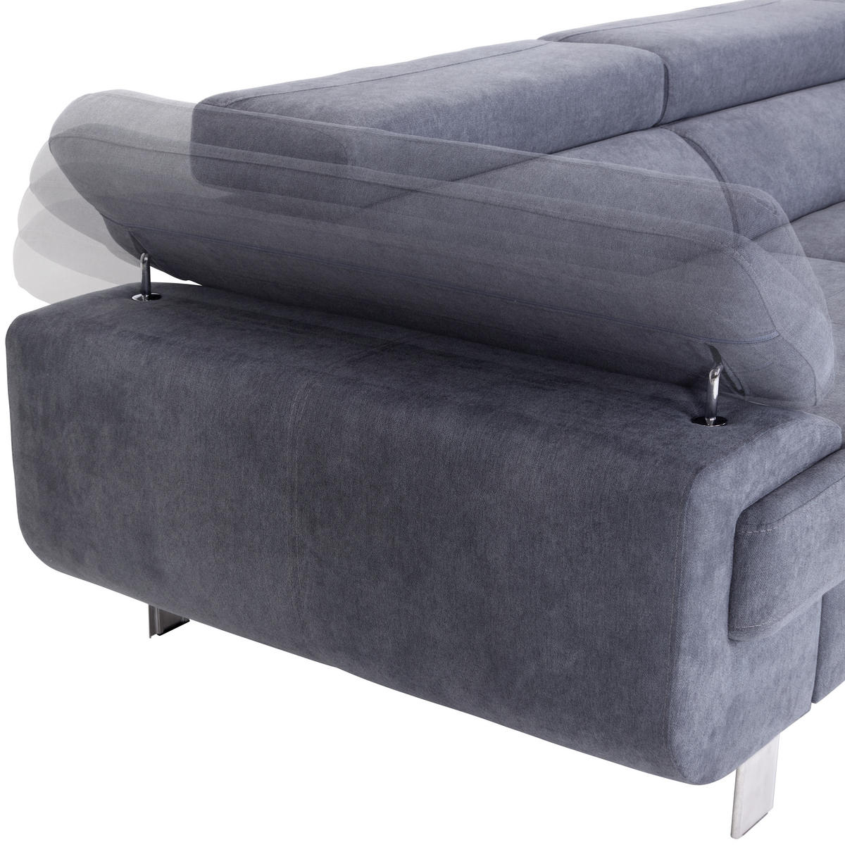 HÖRNSOFFA i dräll blågrå  - blågrå, Modern, metall/textil (270/230cm) - Ondega