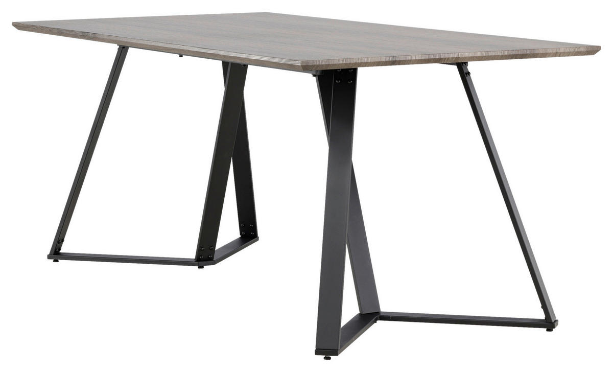 ESSTISCH furniert rechteckig Grau, Schwarz  - Schwarz/Grau, Design, Holzwerkstoff/Metall (180/90/75cm) - Livetastic