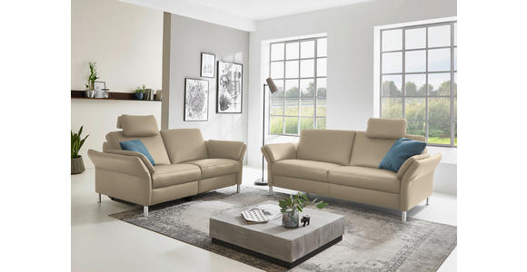 3-SITZER-SOFA Latina in Echtleder Grau   - Alufarben/Grau, Design, Leder/Metall (190/82/99cm) - Dieter Knoll